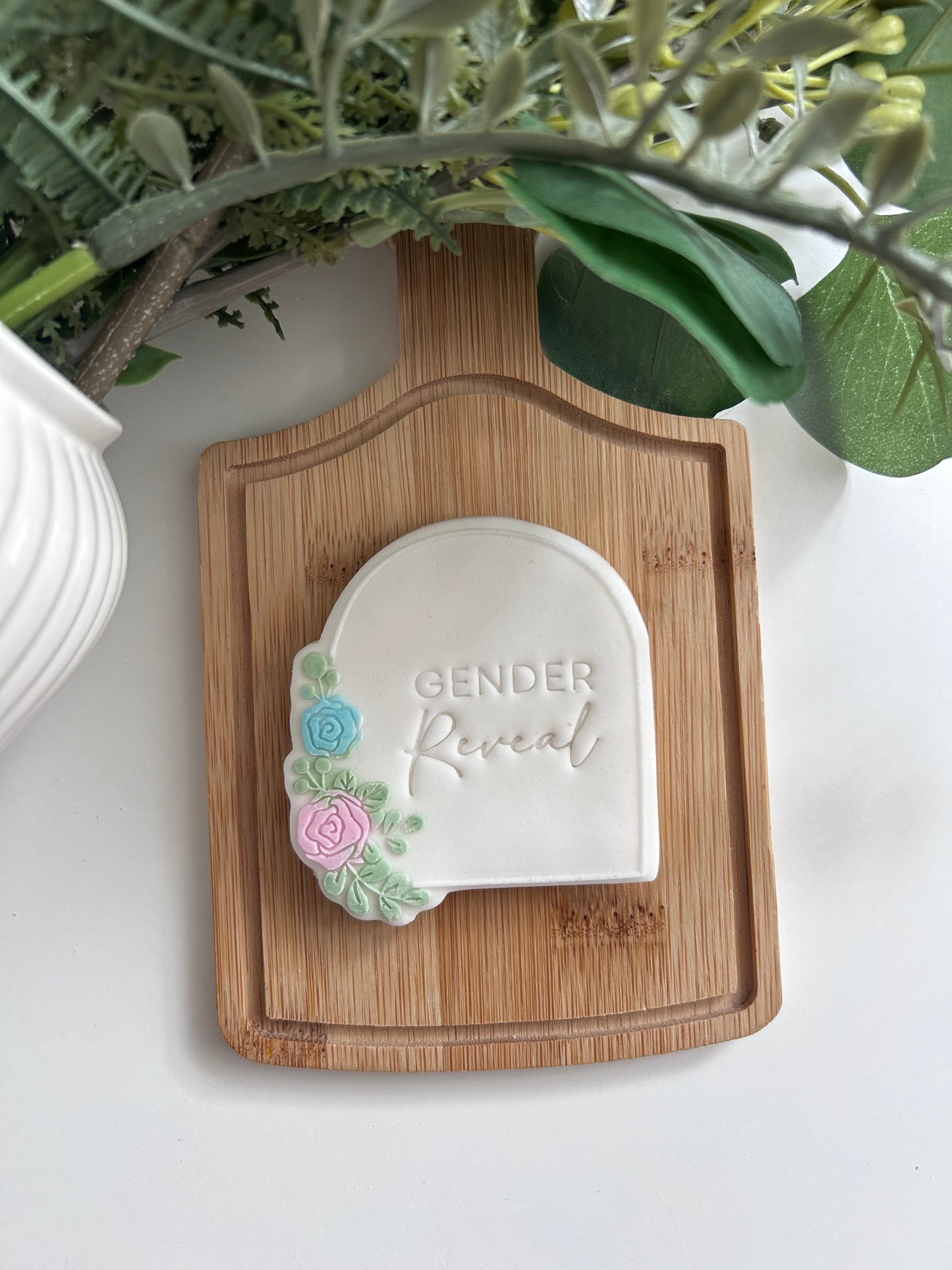 Cadre arche fleurie tampon gender reveal